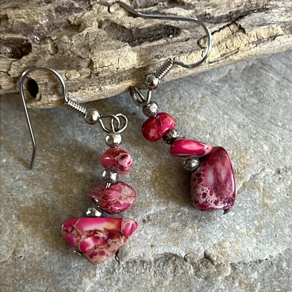 Imperial Jasper Stone Earrings. - Picture 1 of 4